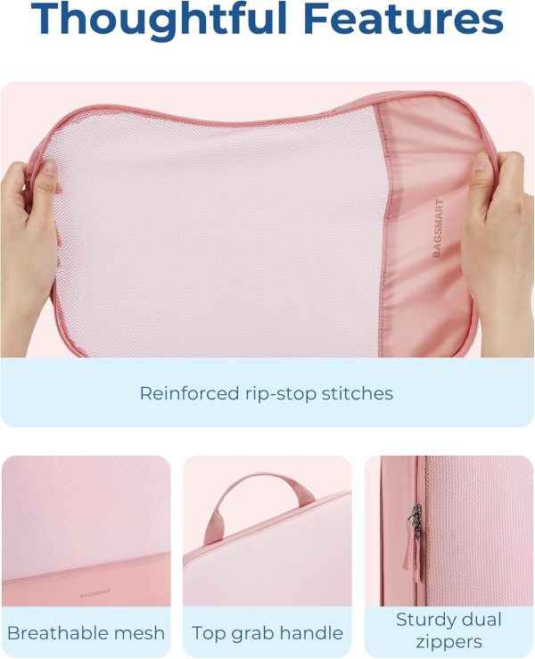 Hanging Compression Packing Cubes, 6 Set Large Suitcase Organizer Bags Set, Cruise Travel Essentials for Women - Image 6