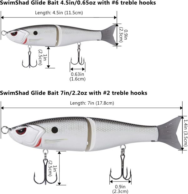 Bassdash SwimShad Glide Baits Jointed Swimbait Bass Pike Salmon Trout Muskie Fishing Lure - Image 2