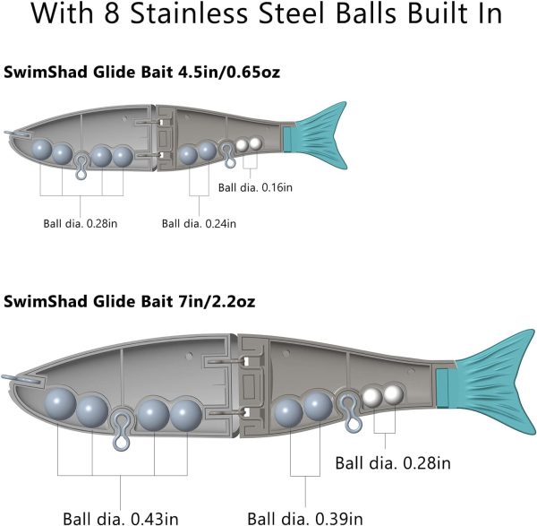 Bassdash SwimShad Glide Baits Jointed Swimbait Bass Pike Salmon Trout Muskie Fishing Lure - Image 3