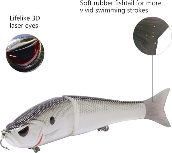 Bassdash SwimShad Glide Baits Jointed Swimbait Bass Pike Salmon Trout Muskie Fishing Lure - Image 4